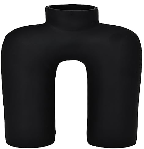 EGLO LIVING Metallvase Brower, minimalistische Deko Vase | Dekovase für Wohnzimmer, Blumenvase aus Metall in Schwarz, Tischdeko 22,5 cm