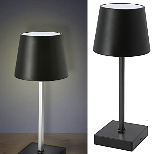 Cepewa Lampe de table avec fonction tactile - Lampe de chevet - Luminosité réglable - Changement de couleur - Blanc chaud (1 lampe de table noire de 26 cm à piles)