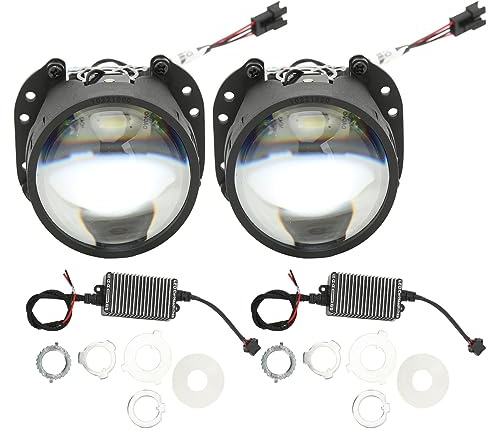 Lente per Proiettore LED per Auto, Faro con Lente Bi LED da 2,5 Pollici 36 W, Kit di Retrofit Faro Universale per Auto, Adatto per Staffe H1 H4 H7 HB3 HB4 D1