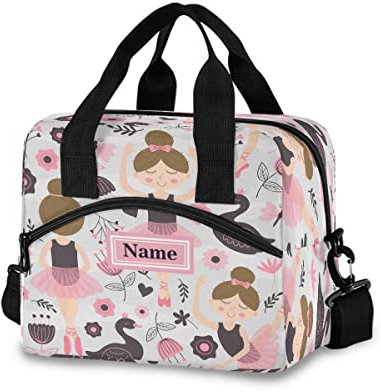 Bolsa de almuerzo personalizada para niños, bonita bailarina, hielera con aislamiento, lonchera personalizada de gran capacidad, organizador de almuerzo para niños y niñas