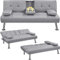 Yaheetech Klappbares Schlafsofa Couch Sofa mit Schlaffunktion Bettsofa mit Großer Liegefläche von 167 cm L × 94 cm B fürs Wohnzimmer/Schlafzimmer/Heimkino/Gästezimmer Hellgrau