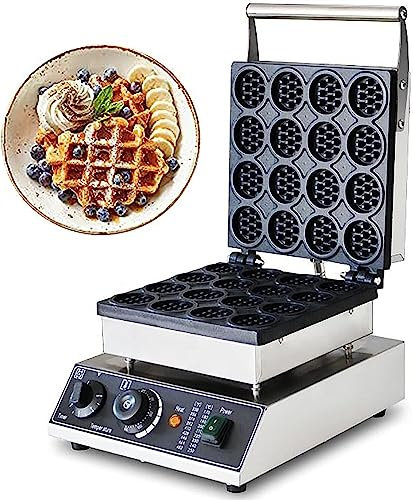 Máquina eléctrica for hacer gofres redondos, 16 piezas, máquina comercial antiadherente for hacer gofres con control de temperatura y tiempo, máquina for hacer gofres belgas de corazón for restaurante
