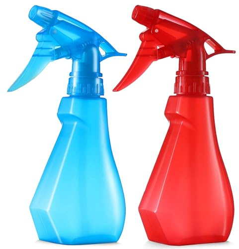 DilaBee Plastic Spray Bottles - 8oz (2 Pack) Water Spray Bottle for Hair, Gardening, Grilling & Cleaning Solution - Empty Spray Bottles for Pet Correction - Spray Bottle BPA Free (Blue-Red)