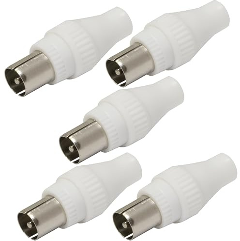 AERZETIX – C68986 - Lot de 5 fiche connecteur d'antenne mâle droit TV pour câbles coaxiaux - SAT adaptateur prise télé coupleur