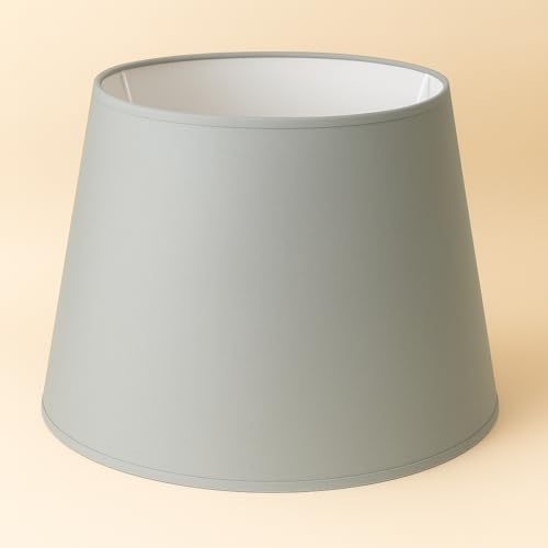 40 cm Lampenschirm, Baumwollstoff mit weißer PVC-Rückseite, handgefertigtes Produkt, für Tischlampe, Stehlampe (Grau)