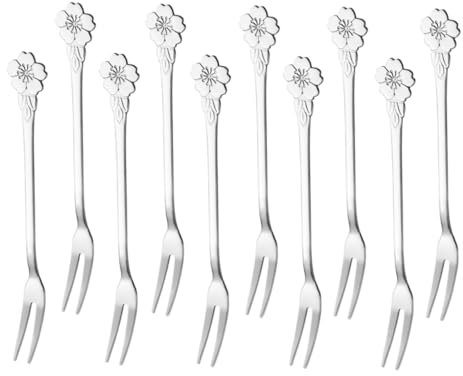 Cabilock 10 Pièces Fourchette à Fruits en Acier Inoxydable - Cuillères à Escargots, Dégustation et Cueillette de Fruits, Petites Fourchettes à Cornichons