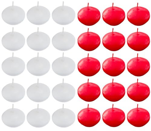 BOBOZHONG Schwimmende Kerzen,30 Stück Premium Schwimmkerzen Schaffen Sie Eine Atmosphäre, Wasserkerzen Für Hochzeiten,Pools,Spas,Badewannen,Valentinstagsessen(Rot,weiß)