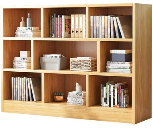 MESCXTY Freistehendes offenes Bücherregal mit 3 Ebenen,Bücherregal-Organizer in Würfelform aus Holz,Moderne Aufbewahrungsvitrine,für Wohnzimmer,Arbeitszimmer,Leseecke(140x24x100cm, Wood)