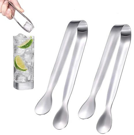 2er-Set Edelstahl-Küchenzange, professionelle Kochpinzette, Eiswürfelzange, Zuckerzange, Metallzange, Servierzange für Eiswürfel, Dessert, Buffet, Picknick, Hochzeit, Bar, Party, Buffet (11 cm)