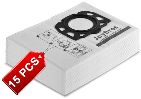 JoyBros Sacchetti per Kärcher WD3S WD3 V-17/4/20 KFI 357 2.863-314.0 WD2 Plus KWD3 V KWD1-2 SE4001 SE4002 (15-Pack)
