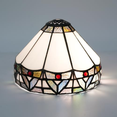 Ersatz-Tiffany-Lampenschirm, 20,3 cm kleiner Buntglas-Deckenleuchtenschirm, nur Vintage-Stil, römischer Art-Deco-Stil, for Tischlampen, Pendelleuchte