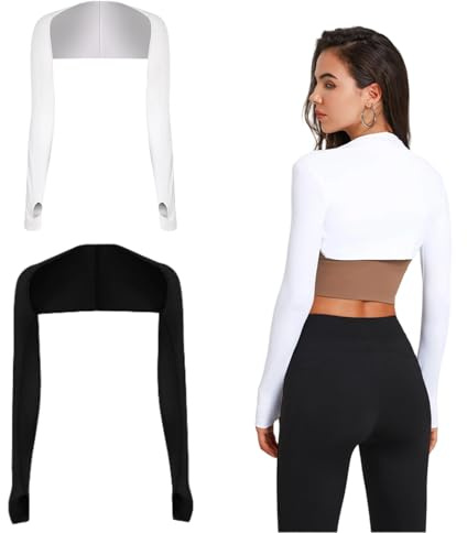 TNSOYCA 2 Stück UV Schutz Bolero Schal,Bolero Damen Sonnenschutz,Kühlschal Armmanschetten mit Fingerlöchern,Für Golfen Reiten Laufen Outdoor Aktivitäte