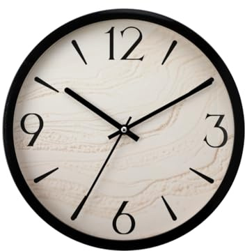 NUOVO Umweltfreundliche 12 Zoll Wanduhr – Geräuschlos, aus Nachhaltigem, Biologisch Abbaubarem Material, Moderne Marmoroptik für Wohnzimmer, Schlafzimmer, Küche und Büro (schwarzer Rahmen)