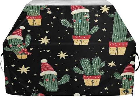 JUMBEAR Housse de barbecue motif cactus de Noël avec chapeau rouge, housse pour barbecue Weber, Brinkmann, Char-Broil – Grande housse de barbecue très résistante, résistante aux UV et imperméable