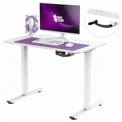 Spacetronik Schreibtisch Höhenverstellbar Manuell Stehtisch | 100x60 cm Tischplatte, 72-109,5 cm Höhenverstellbar, Manuelle Kurbel, 40 kg Tragkraft, Stahlrahmen und Spanplatte