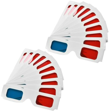 Yardenfun 70pezzi Occhiali Anaglifici di Carta Rossi e Blu Montatura Bianca per Visione di Film Giochi e Dimostrazioni Educative