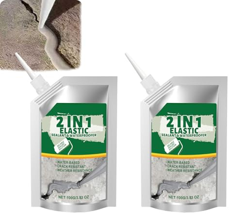 Remplisseur de fissures en béton auto-nivelant, mastic de réparation de mur 2 EN 1, étanche pour les allées, les allées, les patios et les murs, remplisseur de fissures en ciment liquide gris (2Pcs)
