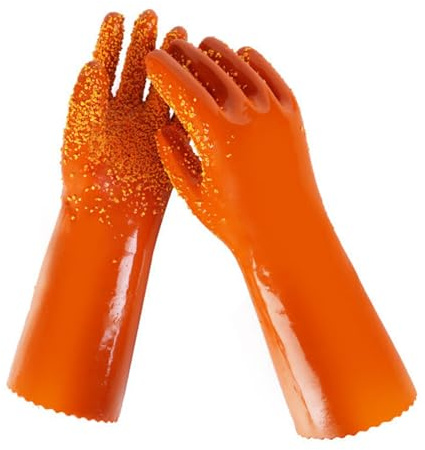Limtula Ergonomische PVC-Schutzhandschuhe, ölbeständig, säurefest, wasserdicht, für Gartenarbeit, Labor, Lebensmittelverarbeitung, Mechaniker, PVC-Handschuhe