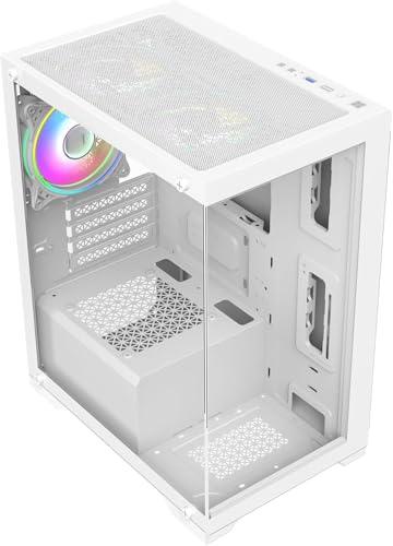 MT Tech Gaming Desktop PC - AMD Ryzen 5 5500GT (6-Core up to 4.4GHz), 16GB DDR4 RAM, 512GB NVMe SSD, Radeon Graphics, Windows 11 Pro, CiT Range White Case, 600W Power Supply, 3 RGB Fans