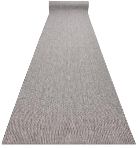 Gångmatta SION sisal look, plattvävd matta, slitstark och lättskött, inom- och utomhus, kök hall balkong terrass, grå 100x400 cm