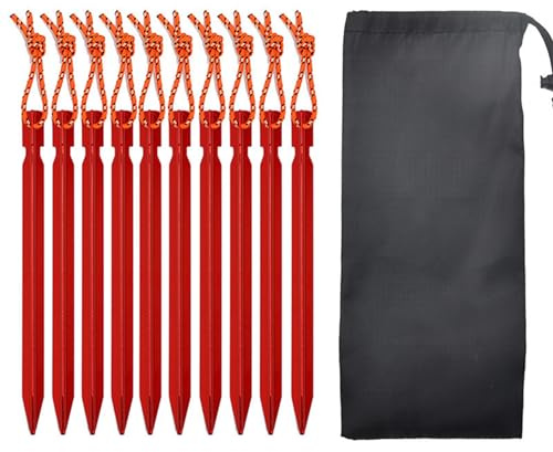 Kaeltsyn 10 estacas de aleación de aluminio para tienda de campaña al aire libre, estacas resistentes con cuerda de viento para toldos, camping, senderismo, playa, aleaciones de aluminio, estacas de