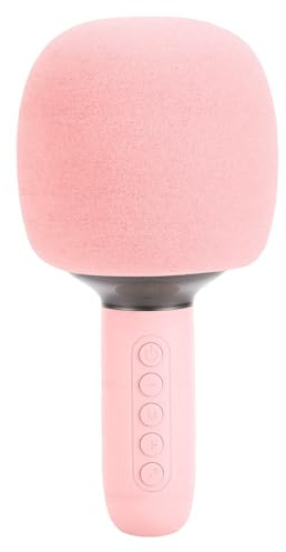 Jopwkuin Micrófono de Karaoke Inalámbrico Bluetooth, Diseño Ergonómico, Micrófono para Cantar para Fiesta Familiar, Altavoz Portátil con Luces RGB, 5 Efectos de Sonido para Teléfono, Tableta y (Rosa)