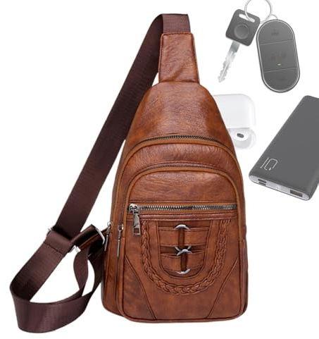 Slingväskor för kvinnor, Slingväska Kvinnor,Bröstväska Sling Ryggsäck - Slingväska i PU-läder, Fanny Pack för arbetsresor, Vandringsdagssäck