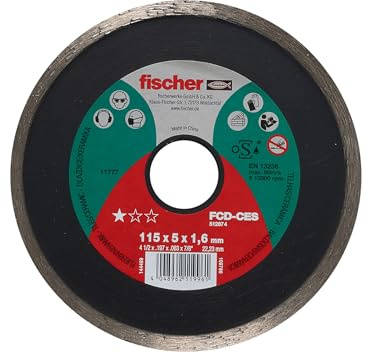 Fischer FCD-CES 115x2,0 DIA Disco da Taglio Diamantato Corona Continua per Taglio Preciso Piastrelle, per Smerigliatrice Angolare, 1 pz