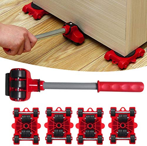 Furniture Mover Lifter Kit, 5 Stück/Set Hochleistungs-Möbelheber mit um 360 Grad drehbaren Pads | Heavy Furniture Mover Rollentransport-Schalthebel, Easy Moving Kit für Sofa, Sofas, Kühlschränke