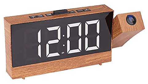 YTLT Réveil Projecteur Plafond, Horloge Numérique Avec Radio FM, 180° Électrique, Fonction Snooze, 12/24H, Volume Réglable