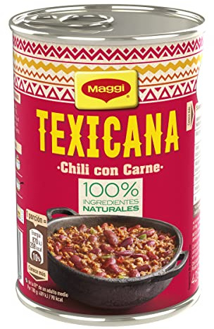 MAGGI - Texicana chili con carne, plato preparado sin gluten, 425g, 10 unidades