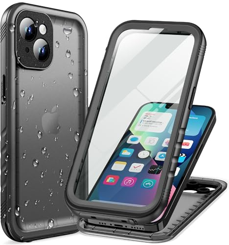 Cozycase Top 360 Vattentätt Stöttåligt Skal för iPhone 13 Mini Fodral, Waterproof Shockproof i Phone 13Mini Case med Full Skärm Kamera Skydd Skärmskydd KameraskyddHårt Mobilskal Svart