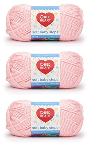 Red Heart Soft Baby Steps Baby Pink Yarn - 3 Pack of 141g/5oz - Acrylic - 4 Medium (Worsted) - 256 Yards - Knitting/Crochet