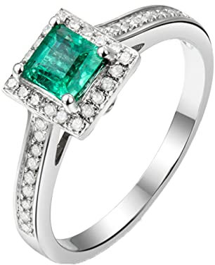 Dsnyu 750 Weißgold Freundschaftsringe Weißgold 0.5ct Labor Erstellt Smaragd Moissanite Verlobungsringe für Damen 60 (19.1)