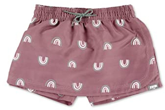 Sterntaler Badshorts, regnbågstryck, badkjol för flickor med integrerade badbyxor – UV-skydd 50 badshorts med blöjinsats upp till storlek 86/92 – babybadkläder, rosenträ, 98-104