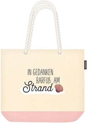 Grafik-Werkstatt Unisex Strandtasche | 100% Baumwolle | in Gedanken Barfuß Am Strand Strandtasche (1er Pack)