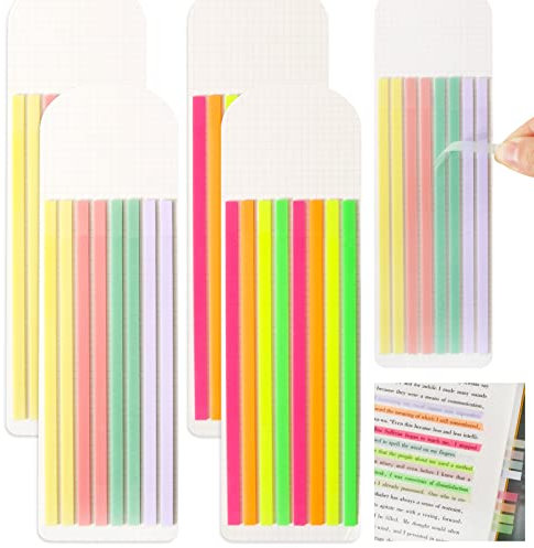 640Pcs Bandes Marqueurs de Page Coloré Onglets d’Index Bandes Surligneur Notes Pages Autocollants Demi-Transparence Tampons Notes Signets Séparateurs pour Annoter des Livres