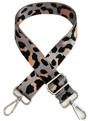Verstellbarer Schultergurt für Taschen,3.8cm Breit Schulterriemen mit Karabiner 80-130cm Taschengurte zum Wechseln Taschengurt Leopard Muster Tragegurt für Handtasche Umhängegurt DIY Für Damen Herren