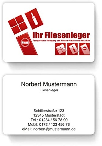 100 Fliesenleger Visitenkarten, laminiert, inkl. Kartenspender - Viele Motive verfügbar. Vorlage gleich hier personalisieren. (Design 33359085)