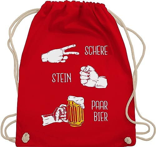 Turnbeutel Rucksack - & Alkohol Herren - Schnick Schnack Schluck I Saufen I Schere Stein Papier I JGA Trinksprüche Malle I Biergeschenke lustig I Alkoholliebe I Party I Trink Spruch - Unisize - Rot