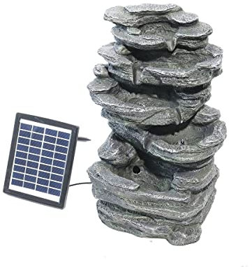 Fontaine d'eau de Jardin extérieure Fontaine d'eau en Cascade Solaire avec décoration de Statue de Jardin Lumineuse Fontaines de Cascades extérieures sur Pied pour Cour de Maison Decoration