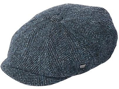 Failsworth Carloway Harris Tweed Ballonmütze mit Fischgrätmuster - Blau-Schwarz - 57