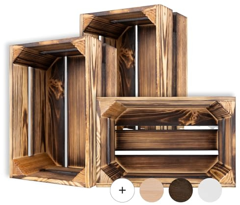 Creative Deco 3 x Kleine Holzkiste Vintage | 30x20x15 cm | Weinkisten Set Obstkiste Holz | Geschliffen | Holzbox Kiste Perfekt als Deko Geschenkkorb leer Spielzeugkiste Aufbewahrungsbox Osterdeko