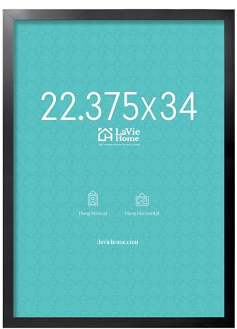 LaVie Home 22.375x34 Picture Frame Black Puzzle Frame, Display Pictures, Puzzle 22.375x34 Without Mat, Stable Frame and Polished Plexiglass, Horizontal and Vertical Format of The Walls