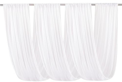 Highdi Hochzeit Vorhang Hochzeitsbogen, Chiffon Stoff Decken Gardinen Dekoration Tüll Vorhänge Freihanddeko für Hochzeit Party Geburtstag Taufe Fotografie (150 * 300cm,Reines Weiß)