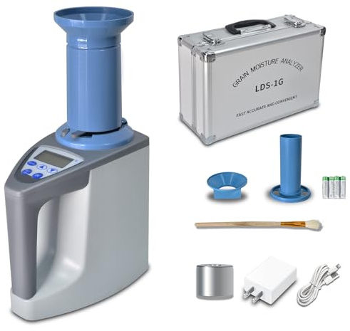 Misuratore di umidità professionale per cereali, tester di umidità per oltre 20 cereali, misura peso, densità, temperatura, con display LCD, rilevatore di umidità per grano, mais, riso, raccolto