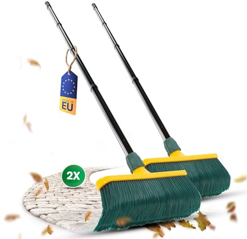 Novaliv 2X Premium Krallenbesen mit Stiel 40cm, Spezialbesen gebogenen Borsten Kunststoffkopf -Ideal als Gartenbesen, Kratzbesen, Kunstrasen Besen, Optimal für Camping, Straßenbesen