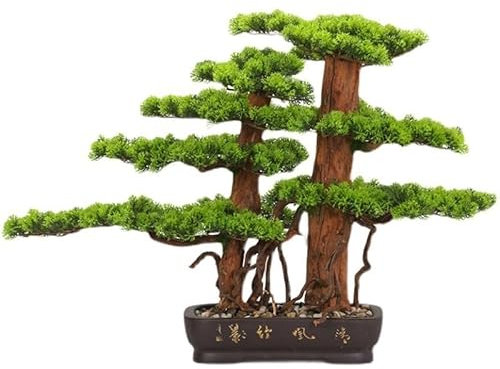 LAPADULA Kunstblumen & -Pflanzen Chinesischer simulierter einladender Kiefern-Bonsai-Kunstbaum, Grünpflanze, Eingangsdekoration, Hoteldekoration, große Topfpflanze