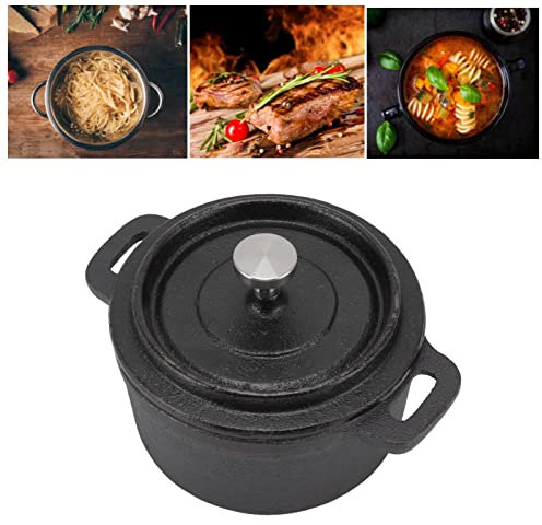 MOUMOUTEN Horno Holandés - Olla De Hierro Fundido Espesado Con Tapa Olla De Cocina Horno Holandés De Hierro Fundido Hornear Asar Excelente Distribución Del Calor(20CM)