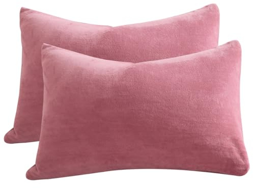 Fundas para Almohadas de vellón, Fundas de Almohadas de Franela, 2 Paquetes de 48x74 cm CAS de Almohada de Franela Tibia para el Invierno Suave y Acogedor Cubierta de Almohada con Cubiertas de cojín